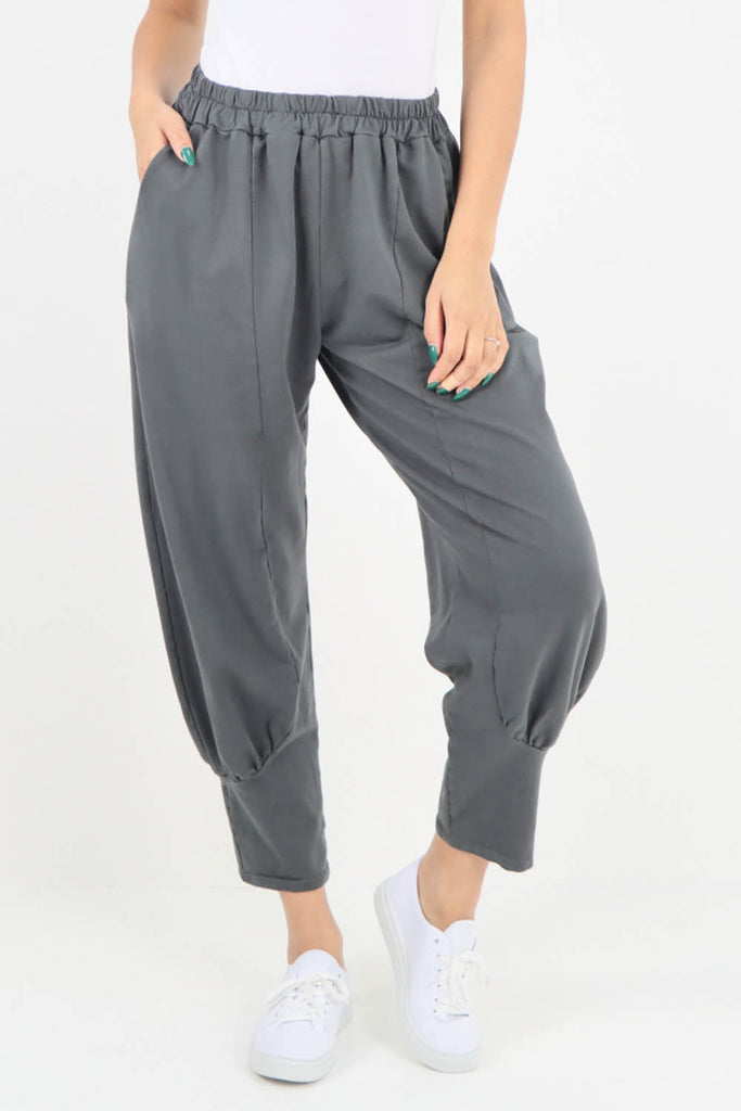 Dark Grey-Plain Pannelled Pocket Trouser