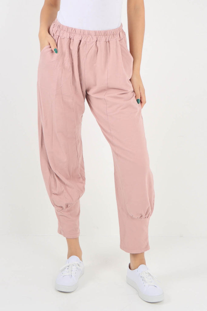 Baby Pink-Plain Pannelled Pocket Trouser